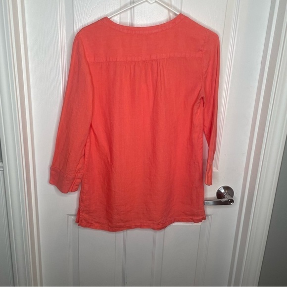 Lands End 100% Linen Coral Popover Tunic 4 - Picture 2 of 10
